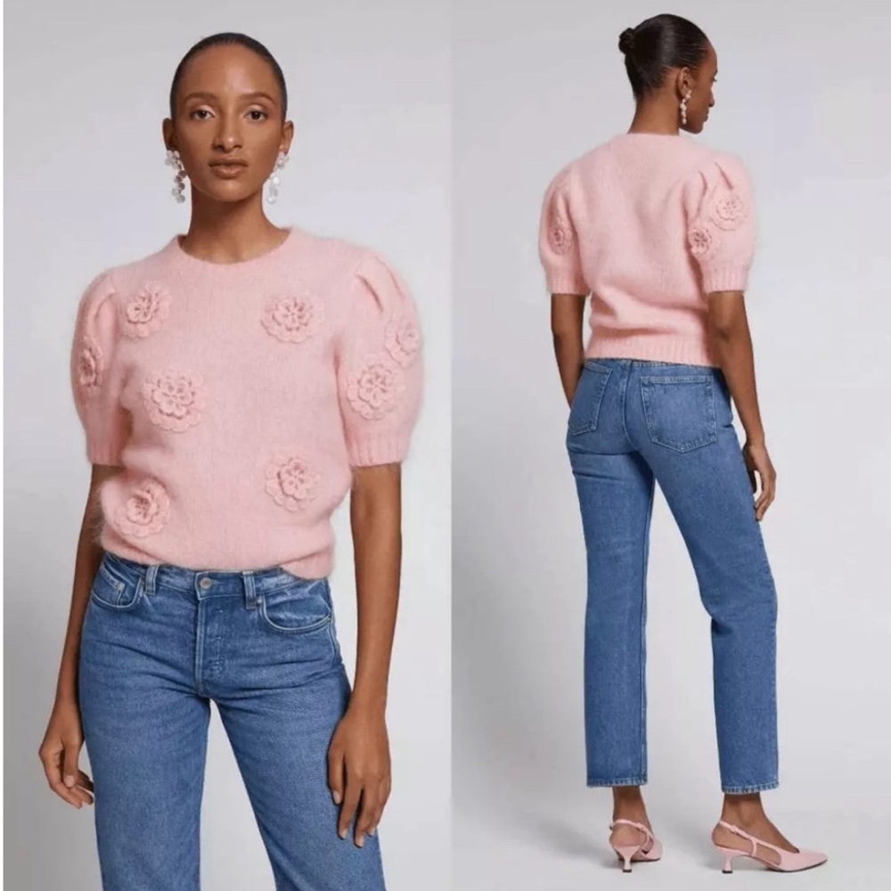 & Other Stories Rose Crocheted Appliqué Knitted Top Women’s Sweater M